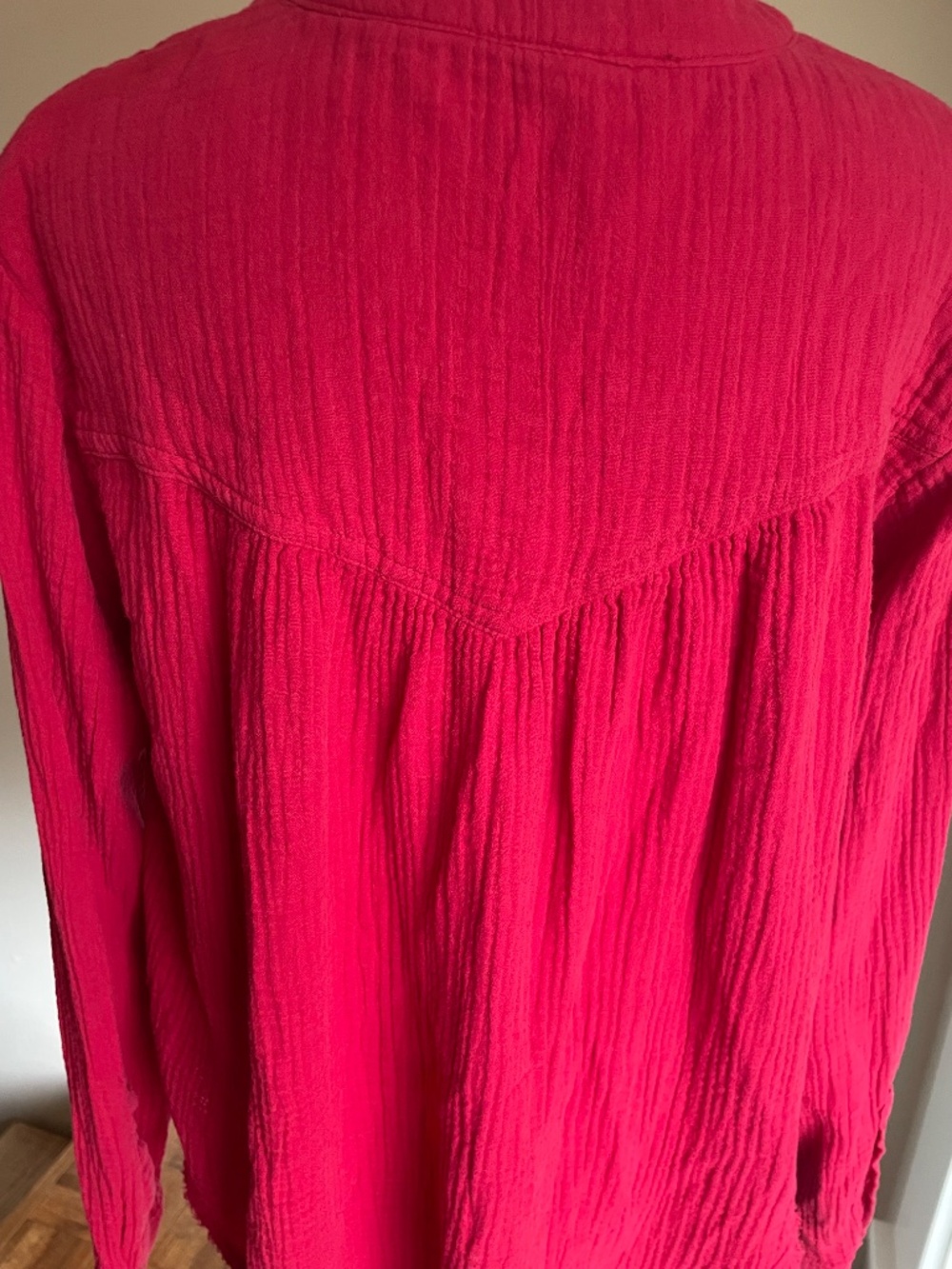 Free People Pullover Gauze Top Boxy Boho Oversized Changing Horizons Red XS - Picture 8 of 10